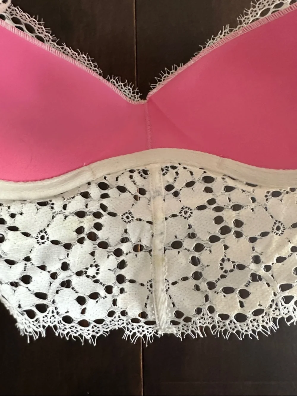 PINK Victoria's Secret Cream Lace Longline Bralette